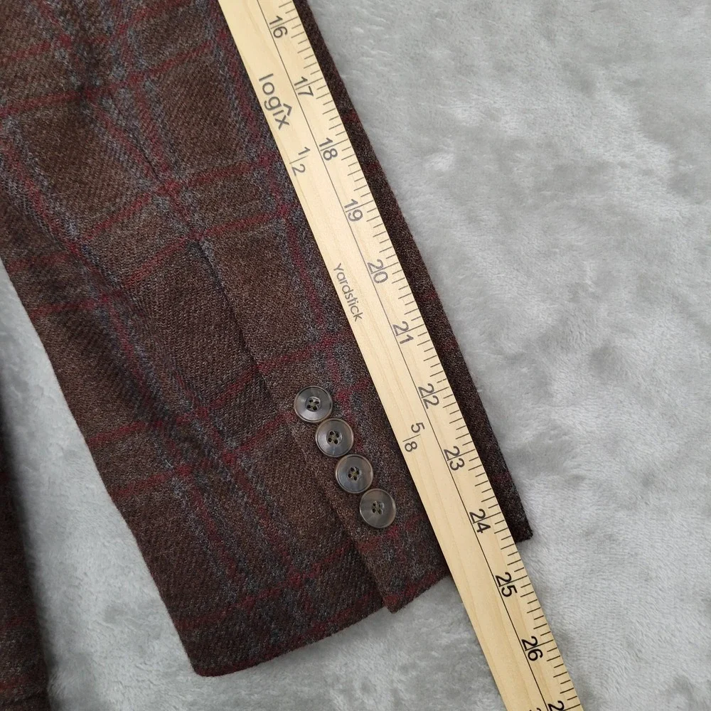 Jos A Bank 1905 Men's Blazer 42R Brown Red Plaid Wool Slim Fit Sport Coat Jacket